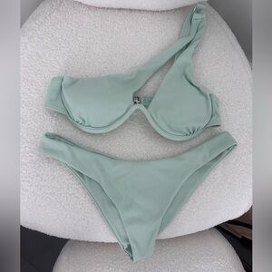 Mint Green Ribbed Bikini Set